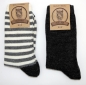 Preview: 55% Wolle & 35% Alpaka dünne Wollsocken im 2er Pack "Ringel & Uni" wärmend & dünn Gr. 35/38 bis 43/46