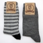 Preview: 55% Wolle & 35% Alpaka dünne Wollsocken im 2er Pack "Ringel & Uni" wärmend & dünn Gr. 35/38 bis 43/46