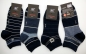 Preview: Kurzschaftsocken 8cm hoch "blautöne oder dunkle Farben mit Streifen" Gr. 39/42 & 43/46 im 3er Pack gekettelt
