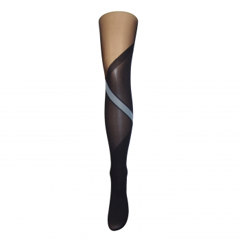 20/50 den "Verena" schwarz / graue Musterstrumpfhose Gr. XS bis L