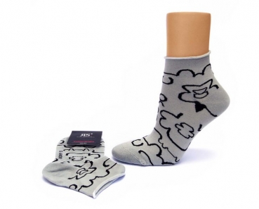 Rollrand Kurzschaftsocken 8cm hoch "gemustert" ohne Gummidruck Gr. 35/38 & 39/42 gekettelt
