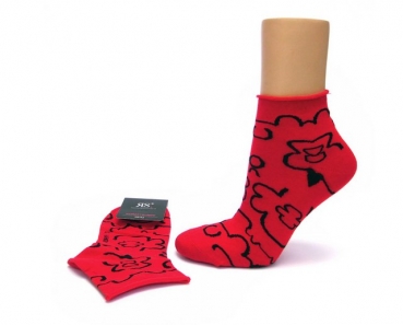 Rollrand Kurzschaftsocken 8cm hoch "gemustert" ohne Gummidruck Gr. 35/38 & 39/42 gekettelt