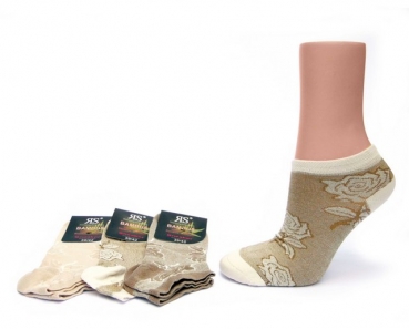 Bambus Damensneakers RS Harmony im Rosendessign in beigetöne mit weichem Rand Gr. 35/38 & 39/42 im 3er Pack
