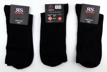 100% Baumwollsocken in schwarz RS Gr. 39/42 & 43/46 im 3er gekettelt