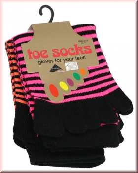 Zehensocken in neonfarbigen Ringeln im 2er Pack one sice