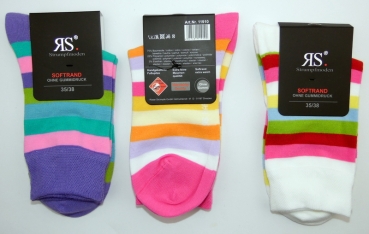 Ringelsocken aus Baumwolle mit Weichbund im 3er Pack von RS Gr. 35/38 & 39/42 gekettelt