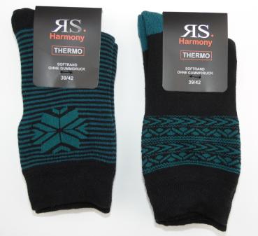 dicke RS Thermo Frotteesocken "Schneeflocke" im 2er Pack Gr. 35/38 & 39/42 gekettelt