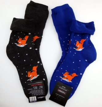.Tiere dicke Thermo Frotteesocken RS Gr. 35/38 & 39/42 im 2er Pack gekettelt