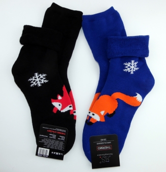 .Tiere dicke Thermo Frotteesocken RS Gr. 35/38 & 39/42 im 2er Pack gekettelt