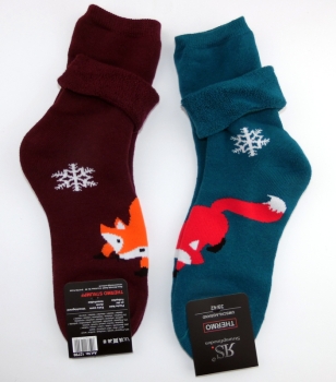 .Tiere dicke Thermo Frotteesocken RS Gr. 35/38 & 39/42 im 2er Pack gekettelt