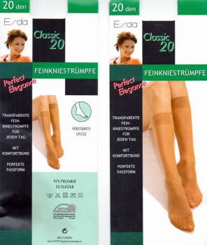 Feinkniestrümpfe 20 den"Esda" die feinen mit breiterem Rand im 3er Pack