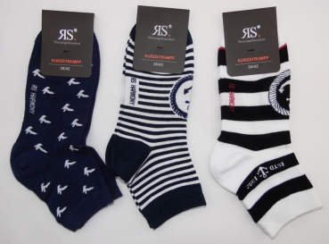 Kurzschaftsocken im Marinelook RS Harmony Gr. 35/38 & 39/42 im 3er Pack nahtlos