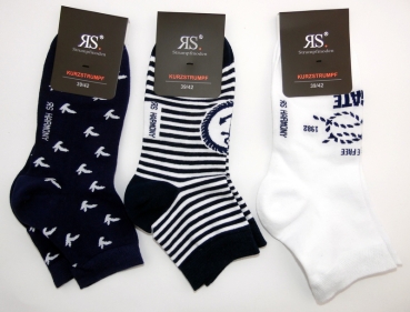 Kurzschaftsocken im Marinelook RS Harmony Gr. 35/38 & 39/42 im 3er Pack nahtlos