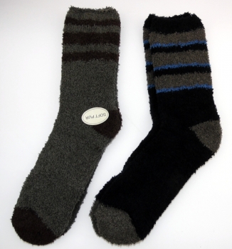 Kuschelsocken mit Streifen MEN im 2er Pack Gr. 40/45
