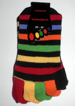 Zehensocken mit echter Ferse "Sympatico" bunte Farben Gr. 31/35, 35/42 & 40/46