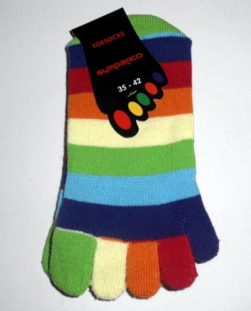 Zehensocken mit echter Ferse "Sympatico" bunte Farben Gr. 31/35, 35/42 & 40/46