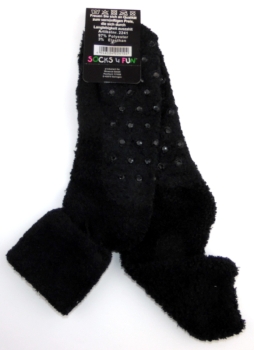 Kuschel ABS Stoppersocken mit "Umschlagrand" für Herren schwarz Größe 43/47