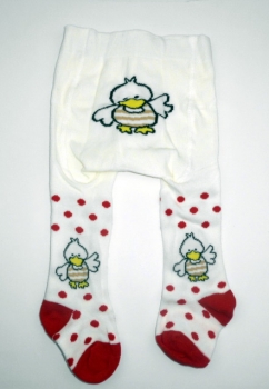 Erstlingsstrumpfhose & Neugeborenenstrumpfhose RS "Entchen" mit Pomotiv in creme Größe 50/56