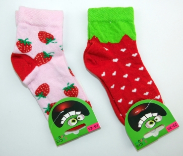 Kurzschaftsocken "bunte Früchte" Gr. 19/22 bis 27/30 im 2er Pack gekettelt