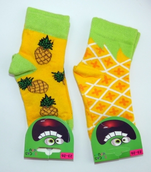 Kurzschaftsocken "bunte Früchte" Gr. 19/22 bis 27/30 im 2er Pack gekettelt