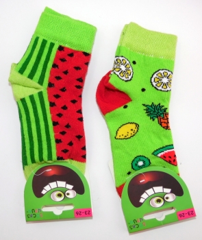 Kurzschaftsocken "bunte Früchte" Gr. 19/22 bis 27/30 im 2er Pack gekettelt