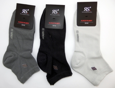 Kurzschaftsocken RS Baumwolle "olivtöne oder grautöne" ca. 7cm hoch Gr. 39/42 & 43/46 im 3er Pack handgekettelt