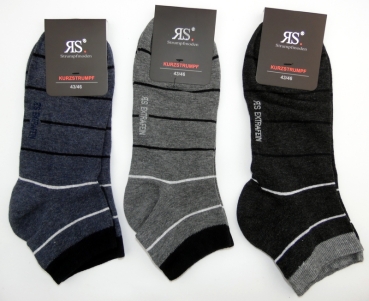 Kurzschaftsocken 8cm hoch "blautöne oder dunkle Farben mit Streifen" Gr. 39/42 & 43/46 im 3er Pack gekettelt