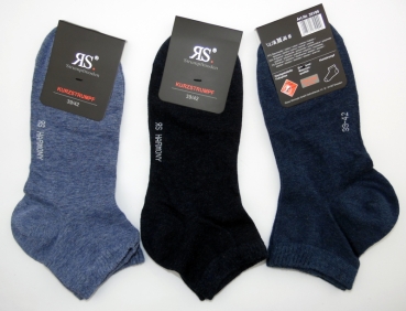 Kurzschaftsocken UNI ca. 7cm hoch RS Harmony Gr. 35/38 bis 39/42 im 3er Pack nahtlos