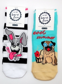 .Motivsneakersocken "Tiere CNB" im 2er Pack Gr.  35/38 mit flacher Naht