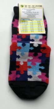 98% kba-Baumwolle dünne & beschichtete Stoppersocke "Puzzle" Gr. 17/18, 19/22, 35/38, 39/42