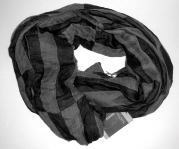 Herrenschal mit Fransen extra lang, weich & fein "breite unterbrochene Streifen" 2,10 x 70 cm