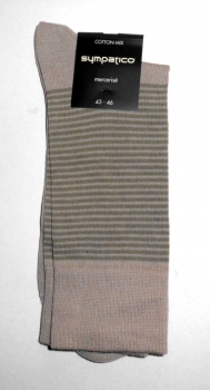 geringelte Anzugssocke aus veredelter Baumwolle in beige/khaki "Sympatico" Gr. 43/46