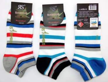 Bambus Sneakersocken Ringelfarben RS Gr. 35/38 bis XXL 52/54 nahtlos im 3er Pack