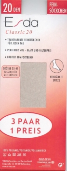 Feinsöckchen 20 den die feinen "Esda" mit breiterem Rand 3er Pack