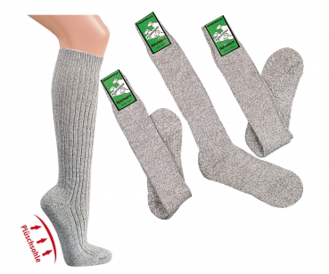wollige Armykniestrümpfe mit dickem Fußbett "hellgrau" mit 25% Wolle Gr. 39/42 bis 47/50 im 3er Pack