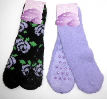 ABS Kuschelsocken "Rosenblüte in schwarz & gelb" im 2er Pack Gr. 35/38