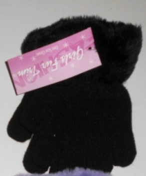 Mädchenhandschuhe mit Wuschlrand  ca. 2-4 Jahre