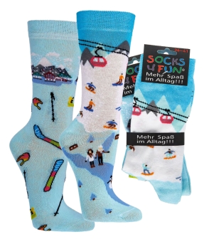Motivsocken socks4fun "Freizeit & Party" im 2er Pack  Gr. 36/41 & 42/47 gekettelt neu