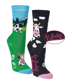 Motivsocken Socks4fun "Tiere & Kunst" im 2er Pack Gr. 36/41 & 42/47 gekettelt neu