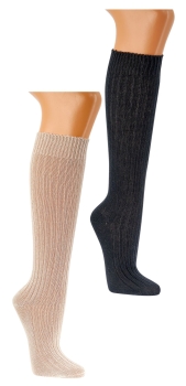 100% GOTS BIO Baumwoll Kniestrümpfe gerippt "socks4fun" nahtlos im 2er Pack Gr. 35/38 bis 43/46