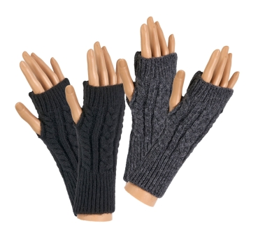 Handstulpen mit Daumenloch "Zopfmuster" mit Wolle & Alpaka, weich & wärmend one sice