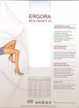 Feinstrumpfhose 20 den "Mein Favorit oder ESDA" mit Zwickel Ergora Gr 38/40, 42/44, 48/50 bis 60/62