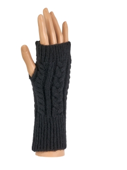 Handstulpen mit Daumenloch "Zopfmuster" mit Wolle & Alpaka, weich & wärmend one sice