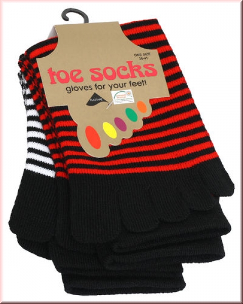 Zehensocken in neonfarbigen Ringeln im 2er Pack one sice