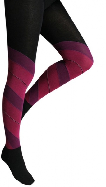 Diagonalstreifen Musterstrumpfhose aus weicher Baumwolle in 3 Farben Gr. 38/40 bis 46/48