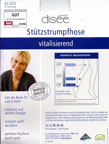 Stützstrumpfhose 40 den "disee" Gr. 42/44 mit Zwickel