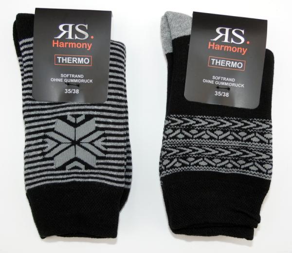 dicke RS Thermo Frotteesocken "Schneeflocke" im 2er Pack Gr. 35/38 & 39/42 gekettelt