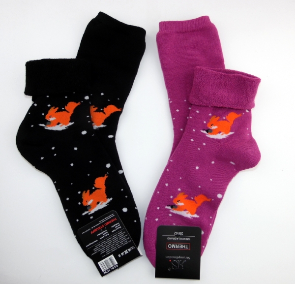 .Tiere dicke Thermo Frotteesocken RS Gr. 35/38 & 39/42 im 2er Pack gekettelt