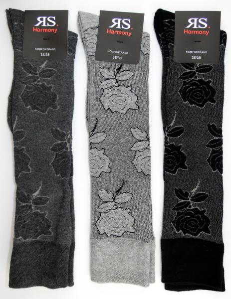.Rosenmuster Baumwollkniestrümpfe im 3er Pack RS Gr. 35/38 & 39/42 nahtlos & Softrand