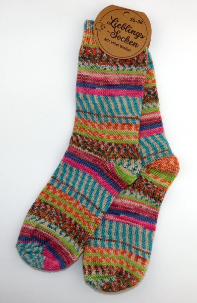 70% Wollsocke "Molly die Lieblingssocke" jedes Socke ein Unikat Gr. 35/38 bis 43/46